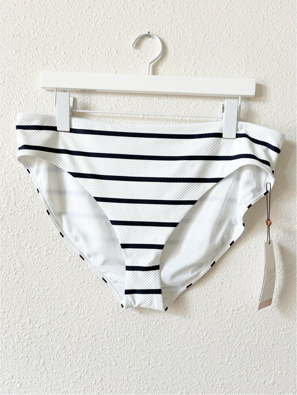 CALIA Core Mid Rise Bottom Size XL White Blue Stripe Mesh Beach Coastal Preppy